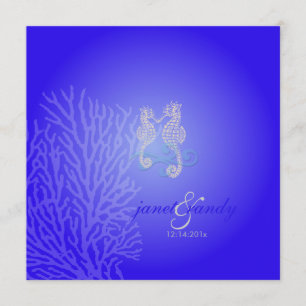 PixDezines Seahorse+coral/ kobolt blue Inbjudningar