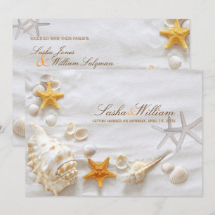 PixDezines SEASHELL/BEACH WEDVITATIONS Inbjudningar