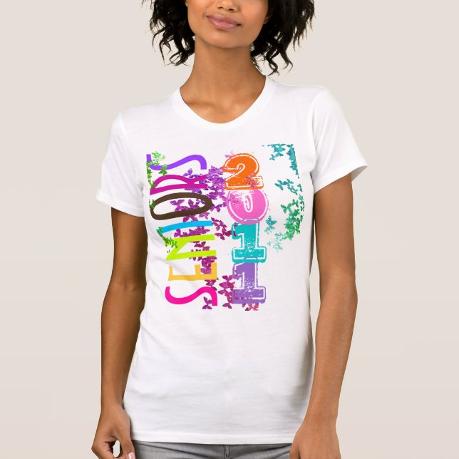 PixDezines Senior 2011+Fjärilar T-shirt (Framsida)