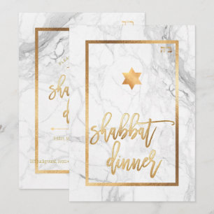 PixDezines Shabbat Dinner/Marble/Faux Guld Inbjudningar