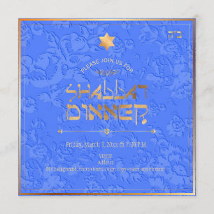 PixDezines Shabbat Middag/Cornflower Blå Dambrod Inbjudningar
