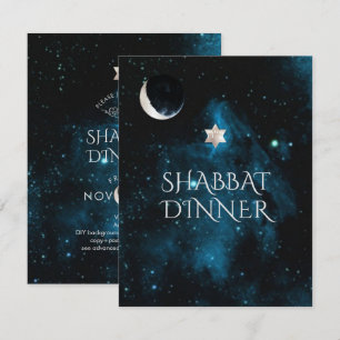 PixDezines Shabbat Middag Galaxy+Måne Inbjudningar
