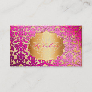 PixDezines shock rosa flora Damask/faux parchment Visitkort