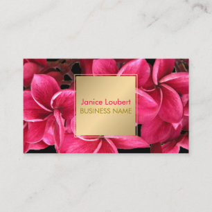 PixDezines Shock rosa Kona Plumeria/Faux Guld Visitkort