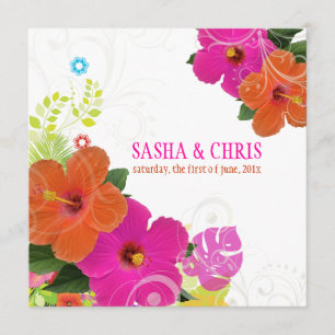 PixDezines shock rosa+orange hibiscus/dyy bakgrund Inbjudningar