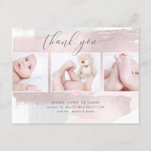 PixDezines Shower Thank You/Brush StrokeBlush Pink Vykort