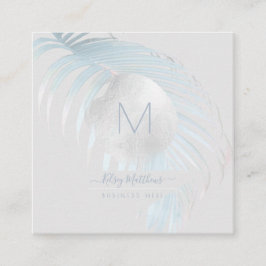 PixDezines Silver Blue Palms Fyrkantigt Visitkort