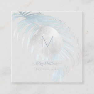 PixDezines Silver Blue Palms Fyrkantigt Visitkort