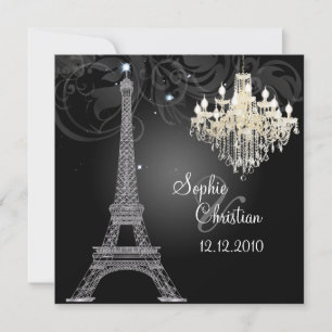 PixDezines SILVER EIFFEL+CRYSTAL CHANDELIER Inbjudningar