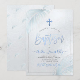 PixDezines Silver Handflatan-baptism Inbjudningar