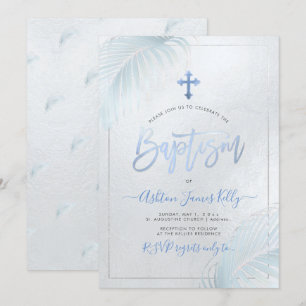 PixDezines Silver Handflatan-baptism Inbjudningar