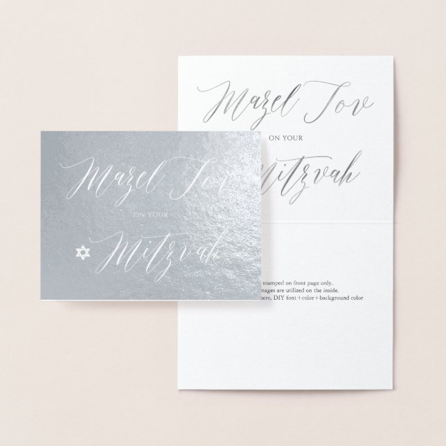 PixDezines Silver Mazel Tov Calligraphy Folierat Kort (Display)