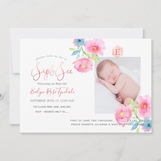 PixDezines SIP+SEE, AKVARELLBLOMMOR Meddelande (Framsida)