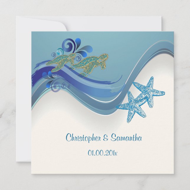 PixDezines-sköldpaddor/honu+vinkarare/dykbakgrund Inbjudningar (Framsida)