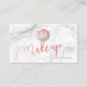 PIXDEZINES SMINKARTIST MARBLE FALSK ROSÉGULD VISITKORT