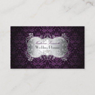 PixDezines smycken damask falskt silver/plommon Visitkort