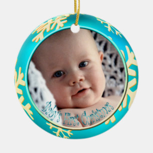 PixDezines Snöflingor Baby under första julen Julgransprydnad Keramik