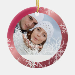 PixDezines Snöflingor Photo Template White + Red Julgransprydnad Keramik