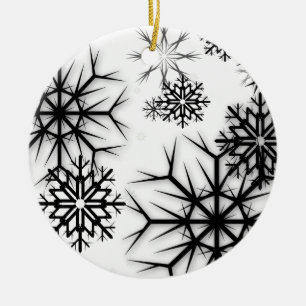 PixDezines Snöflingor White + Black Julgransprydnad Keramik