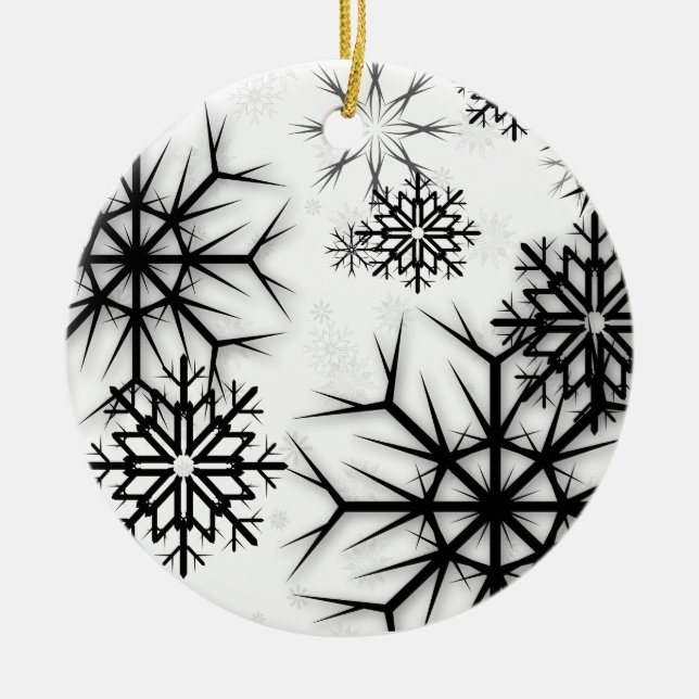 PixDezines Snöflingor White + Black Julgransprydnad Keramik (Framsidan)