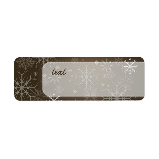 PixDezines Snöflingor White + Mocha Returadress Etikett (Framsidan)