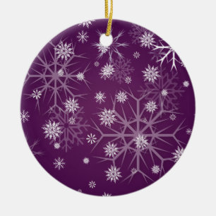 PixDezines Snöflingor White + Plum Julgransprydnad Keramik