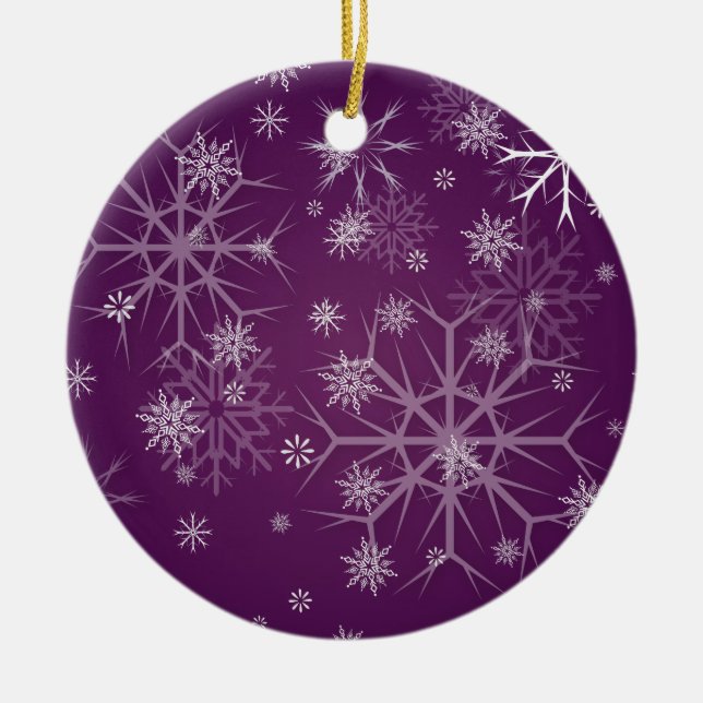 PixDezines Snöflingor White + Plum Julgransprydnad Keramik (Framsidan)
