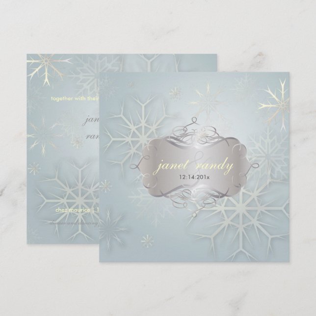 PixDezines SNÖFLINGOR/WINTER WEDDING Inbjudningar (Fram/baksida)