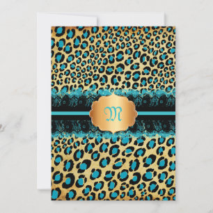 PixDezines snöre+leopard spots/teal+svart Inbjudningar