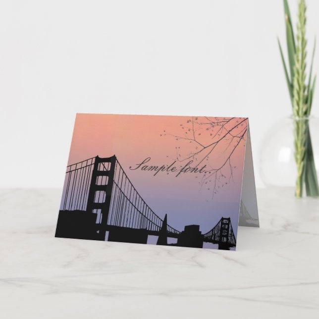 PixDezines solnedgång vid golden gate/bröllop tack Kort (Framsida)