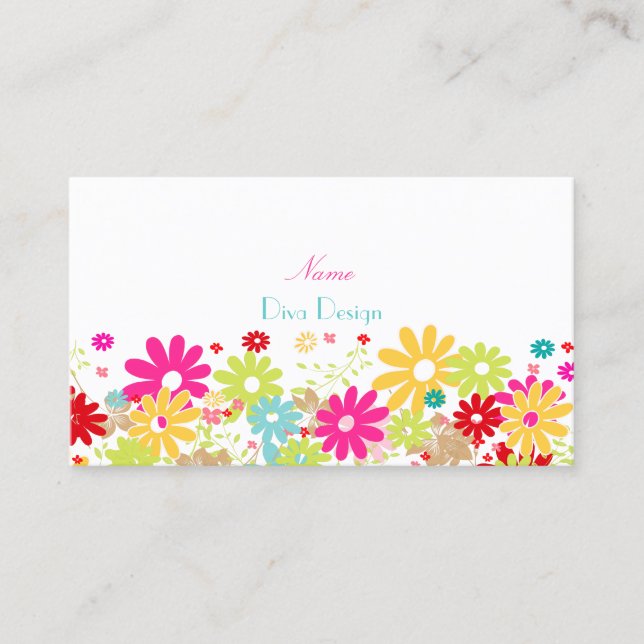 PixDezines, sommarblommor, BusinessCard Visitkort (Framsida)