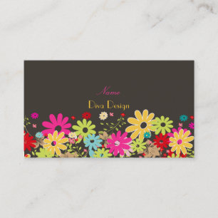 PixDezines, sommarblommor/dyy-bakgrund färg Visitkort