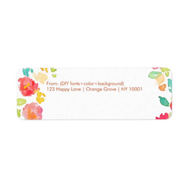 PixDezines sophie's trädgård/blommigt vattencolor Returadress Etikett (Framsidan)