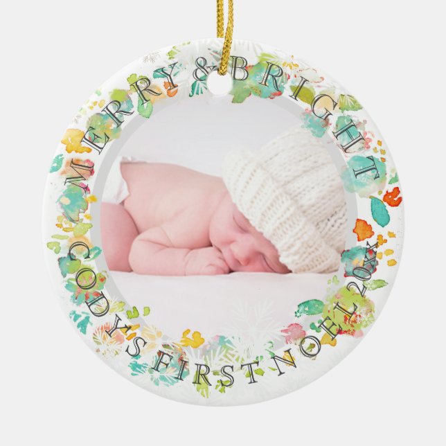 PixDezines sophies trädgård Foto /DIY-ram färger Julgransprydnad Keramik (Framsidan)
