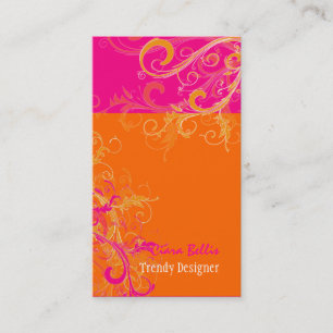 PixDezines Sorbet Swirls /Rosa+Tangerine Visitkort