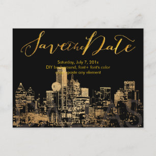 PixDezines/Spara Date/Faux Guld/Dallas Skyline Meddelande Vykort