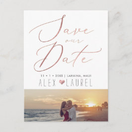 PixDezines Spara Date, Faux Ro Guld Calligraphy Vykort
