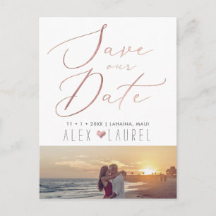 PixDezines Spara Date, Faux Ro Guld Calligraphy Vykort