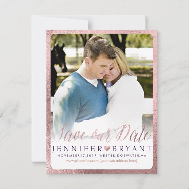 PixDezines Spara Date/Faux Ro Guld Heart Datumet (Framsida)