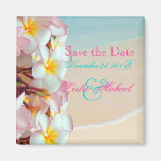 PixDezines Spara Date, Rosa Plumeria Lei+Beach Magnet