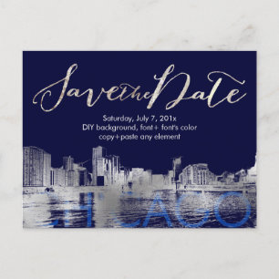 PixDezines/Spara Date/Silver/Chicago Lakeshore Meddelande Vykort