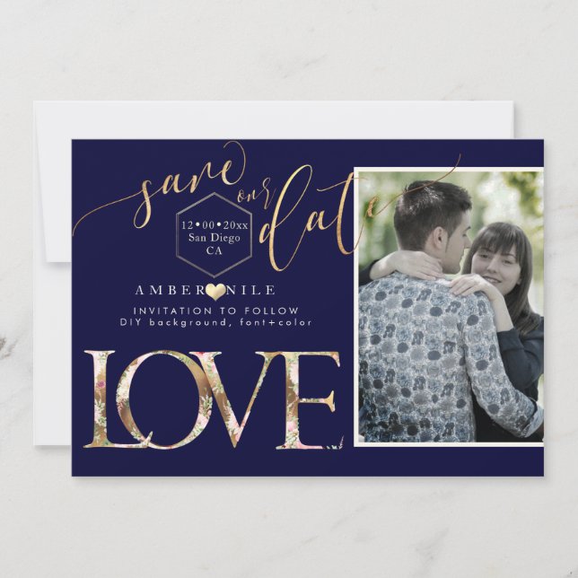PixDezines Spara datum/Botanica Love/Falskt Guld Datumet (Framsida)