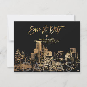 PixDezines/Spara datum Dallas Skyline/Falskt guld Meddelande