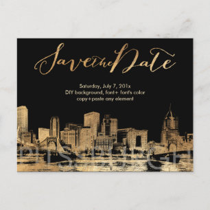 PixDezines/Spara datum/Falskt guld/Pittsburgh Skyl Meddelande Vykort