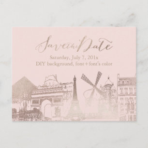 PixDezines/Spara Datum/Falskt Rosa Guld/Paris Skis Meddelande Vykort