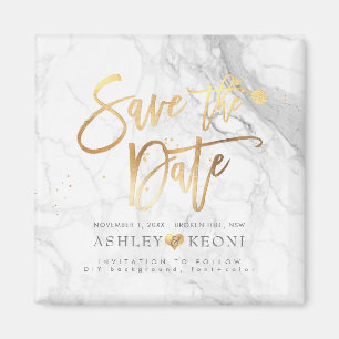 PixDezines Spara datum/faux Guld+Marble Magnet
