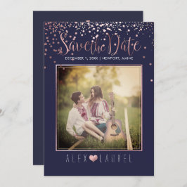 PixDezines Spara datum/faux Ro Guld confetti Inbjudningar