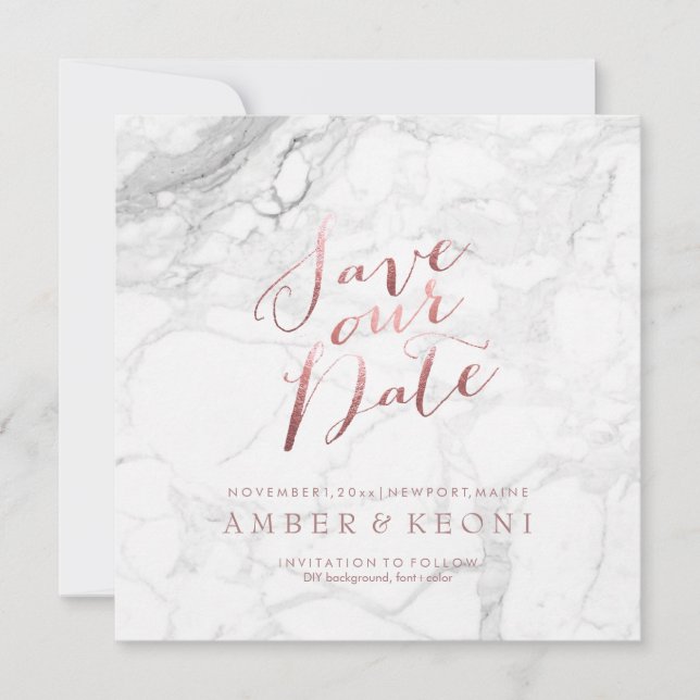 PixDezines Spara datum Faux Rosa Guld+Marble Datumet (Framsida)