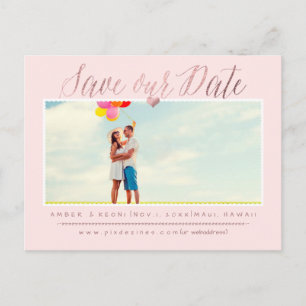PixDezines Spara datum/Faux Rose Gold Script Meddelande Vykort