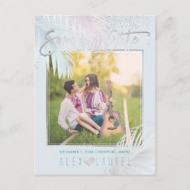 PixDezines Spara datum/Palmträd/Platina+Aqua Meddelande Vykort